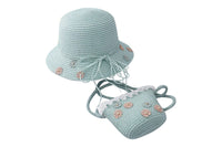 Summer Straw Hat & Bag Set for Girls