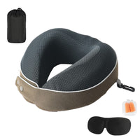 Memory Foam Travel Neck Pillow with Sleeping Mask Earplugs