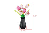 Tulip And Rose Building Blocks Set With Vase For Home Decoration