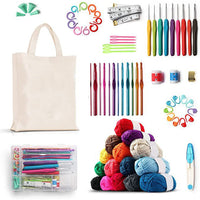 73Pcs Crochet Kit Crochet Hooks Knitting Needles Yarn Balls and Tote Bag Set