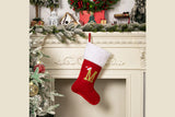 Red Flannel Christmas Stocking with Letter Design
