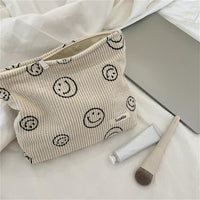 Corduroy Cute Smile Dots Face Makeup Bag