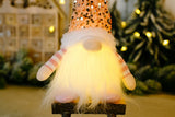 Christmas Gnome Xmas Decor with LED Light and Bling Hat