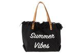 Women's Large Canvas Beach Tote Bag Fringe Shoulder Bag