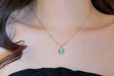 Collarbone Chain Dainty Oval Pendant Necklace