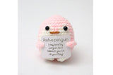 2Pcs Cute Knitted Penguin Doll with Positive Cards for Adults & Lovers