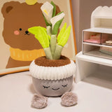 Emotional Support Toy with Expression and Plush Stuffed Potted Plant Ornament