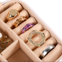 Initial Letter Travel Jewelry Box Jewelry Organizer Case with Mirror
