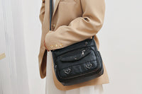 Retro Multi Pockets Crossbody Bag PU Leather Crossbody Shoulder Bag