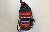 Boho Style Flap Drawstring Backpack Shoulder Bag Outdoor Travel Bag