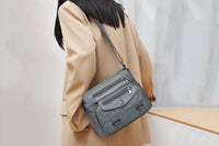 Retro Multi Pockets Crossbody Bag PU Leather Crossbody Shoulder Bag