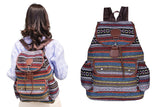 Boho Style Flap Drawstring Backpack Shoulder Bag Outdoor Travel Bag