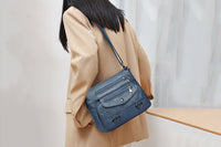 Retro Multi Pockets Crossbody Bag PU Leather Crossbody Shoulder Bag