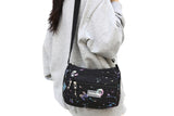Women's Graffiti Print Zip Pocket Crossbody Bag Shoulder Bag Travel Messenger Bag