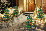 4Pcs Solar Christmas Garden Stake Light Decorative Xmas Tree with 80Pcs Strawberry Light