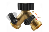 Brass Garden Hose Splitter 2 way Heavy Duty Y Splitter 2 Valves