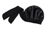 Polyester Satin Hair Bonnet with Tie Band for Sleeping