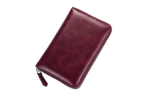 Travel Wallet Genuine Leather Card Holder Wallet with Zipper