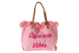 Women's Large Canvas Beach Tote Bag Fringe Shoulder Bag