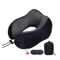 Memory Foam Travel Neck Pillow with Eyemask and Earplugs Set