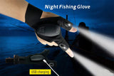 1 Pair Rechargeable Fishing Gloves Led Flashlight Night Fishing Hand Lamp Gloves