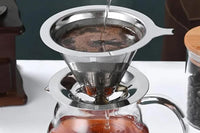 Reusable Coffee Tea Cup Drip Filter Mesh Holder Stainless Steel Pour Over Funnel