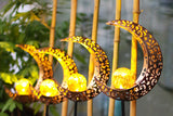 Solar Powered Garden Lights Antique Brass Hollow-Carved Metal Stake Lights
