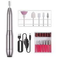 Portable Nail Drill Machine Kit USB Rechargeable Manicure Pedicure Tools