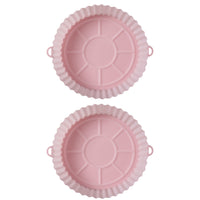 2Pcs Silicone Round Baking Tray Air Fryer Liner Pizza Oven Basket Mat