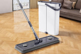 Flat Mop and Bucket Set with 2 Reusable Mop Pads