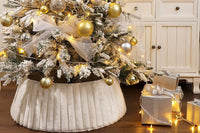 White Christmas Tree Skirt Base With Stripe Textured Pattern