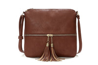 Women Crossbody Messenger Bag Shoulder Bag with Tassel Zipper