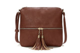 Women Crossbody Messenger Bag Shoulder Bag with Tassel Zipper