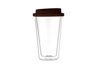 Double Walled Glass Coffee Mug Drinking Coffee Cup with Silicone Lid