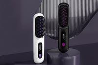 Portable Cordless Hair Straightener Brush LCD Display Straightening Comb