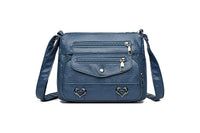 Retro Multi Pockets Crossbody Bag PU Leather Crossbody Shoulder Bag