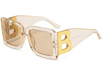 Oversized Retro Square Sunglasses with B-Logo Design