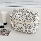 Portable Floral Pattern Cosmetic Bag Makeup and Toiletry Storage Organizer with Handle