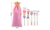 5-Piece Stitch Inspired Makeup Brushes Set with Drawstring Bag