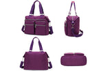Multi-Pocket Nylon Tote Bag with Adjustable Shoulder Strap Crossbody Handbag Travel Bag