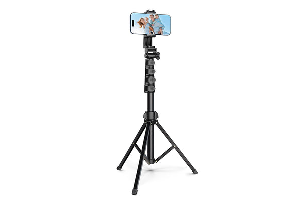 Extendable Rotating Selfie Tripod Stand with Phone Clamp for Mobile Phone Camera