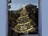 2Pcs Golden Christmas Tree Printed Stickers for Window Decoration
