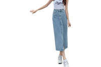 High Waist Split Thigh Denim Skirt