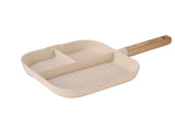 3-Section Grill Pan 3-Zone Non-Stick Grill Pan Frying Pan for Gas and Induction Stoves