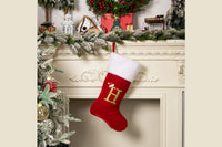 Red Flannel Christmas Stocking with Letter Design