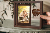 Pet Memorial Gifts for Dogs Cats Rotating Wooden Picture Frame for 4x6-inch Photo