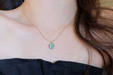 Collarbone Chain Dainty Oval Pendant Necklace