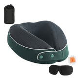 Memory Foam Travel Neck Pillow with Sleeping Mask Earplugs