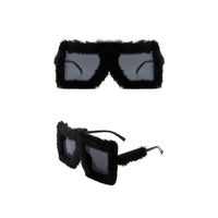 Y2K Plush Fuzzy Square Glasses