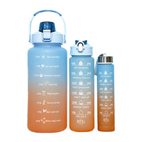 3-Piece Motivational Water Bottles Set with Time Markings